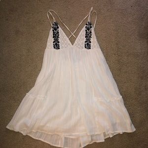 White Flowy Embroidery Dress NWOT